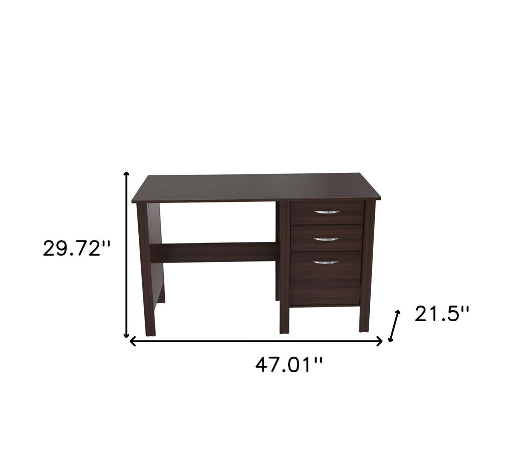 47" Espresso Computer Desk With Three Drawers