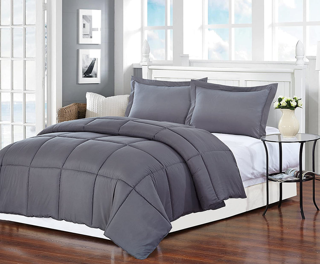 LuxxHomes  Dark Gray California King Polyester Thread Count Down Alternative Comforter