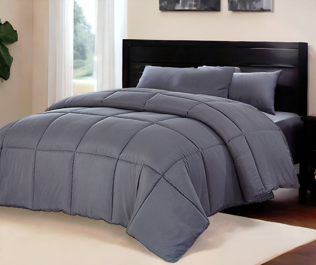 LuxxHomes  Dark Gray California King Polyester Thread Count Down Alternative Comforter