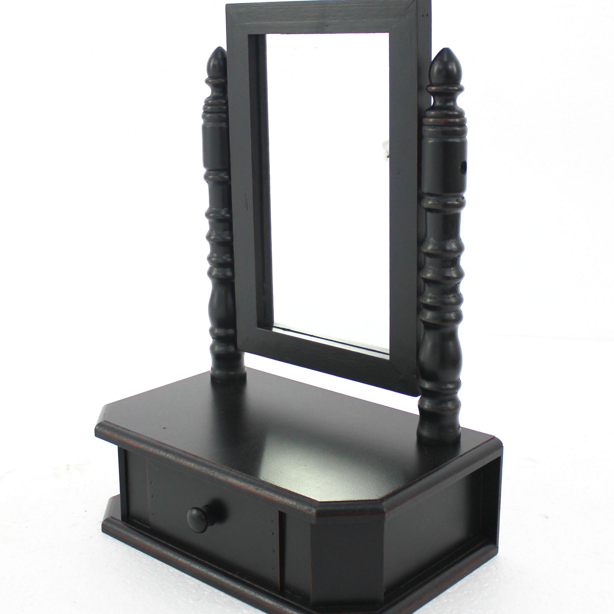 20" Black Wood Framed Makeup Shaving Tabletop Mirror