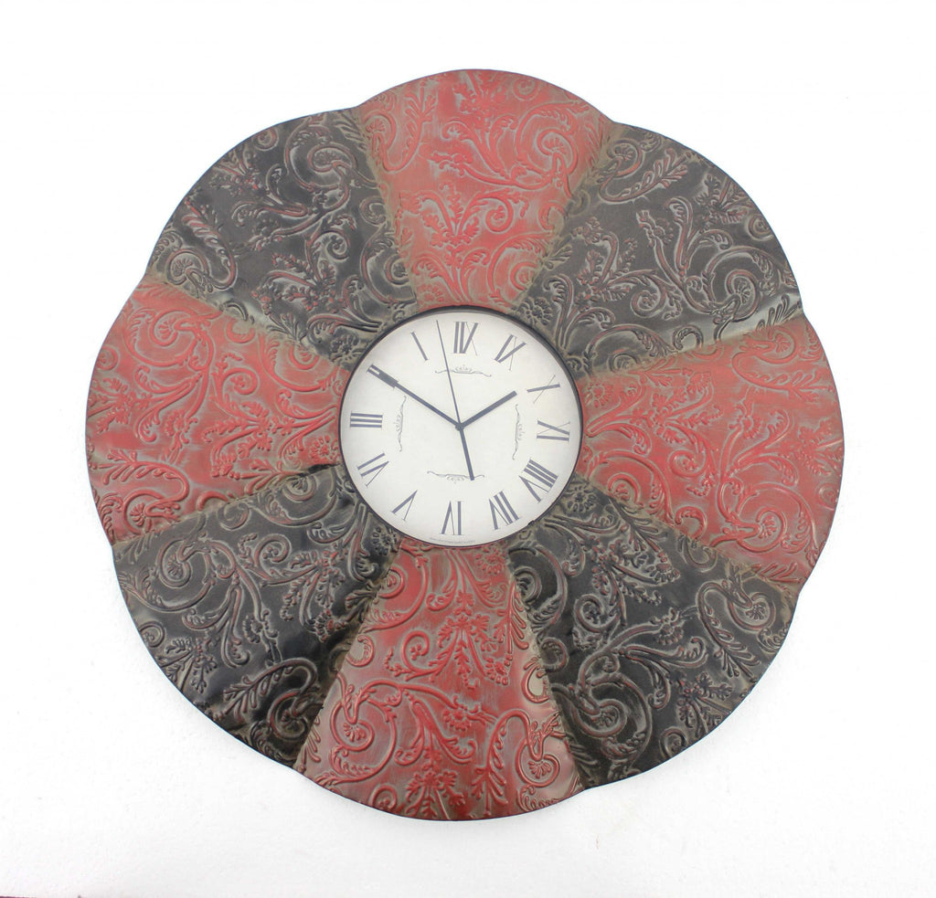 30" Novelty Red And Black Glass Analog Wall Clock