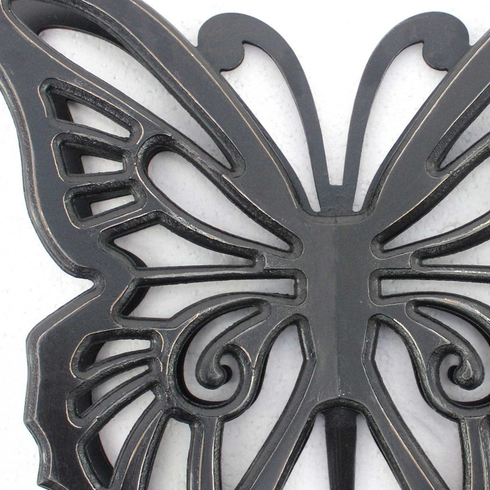 23" X 19" Black Rustic Butterfly Wooden Wall Decor