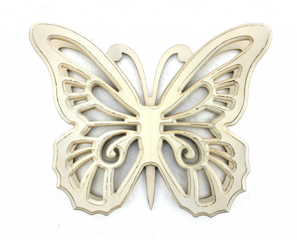 23" X 19" X 4" Gray Rustic Butterfly Wooden  Wall Decor