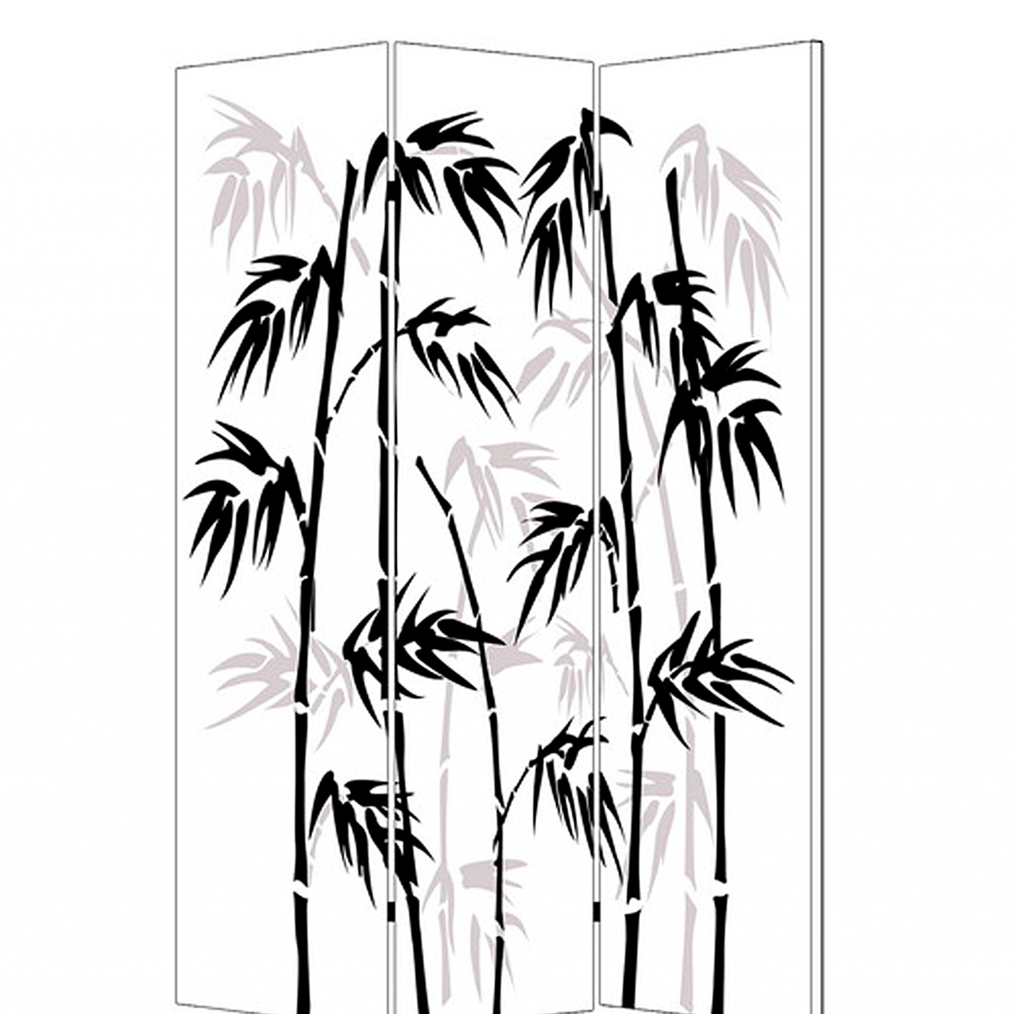 48 X 72 Multi Color Wood Canvas Bamboo Leaf  Screen