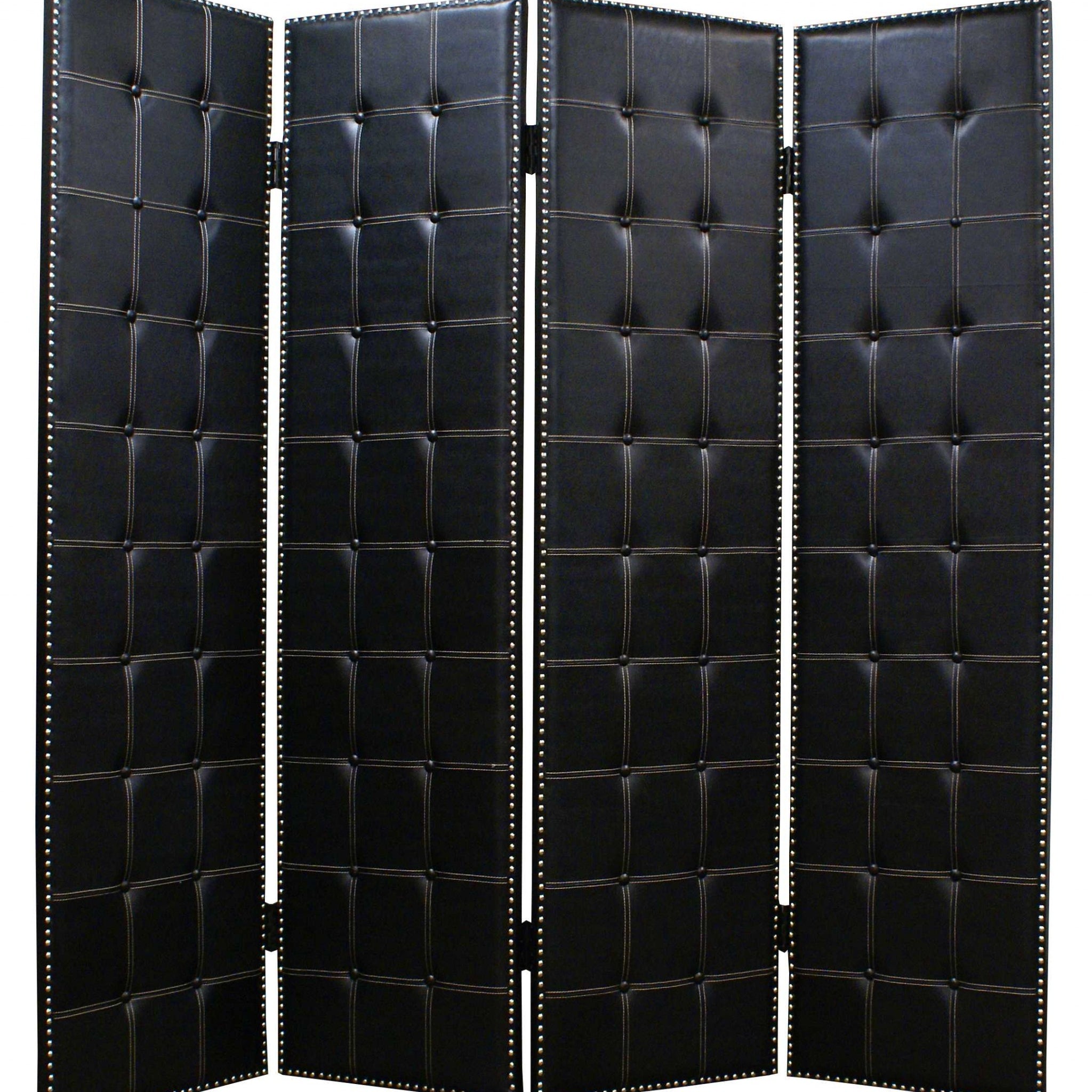 84 X 84 Black Faux Leather  Screen