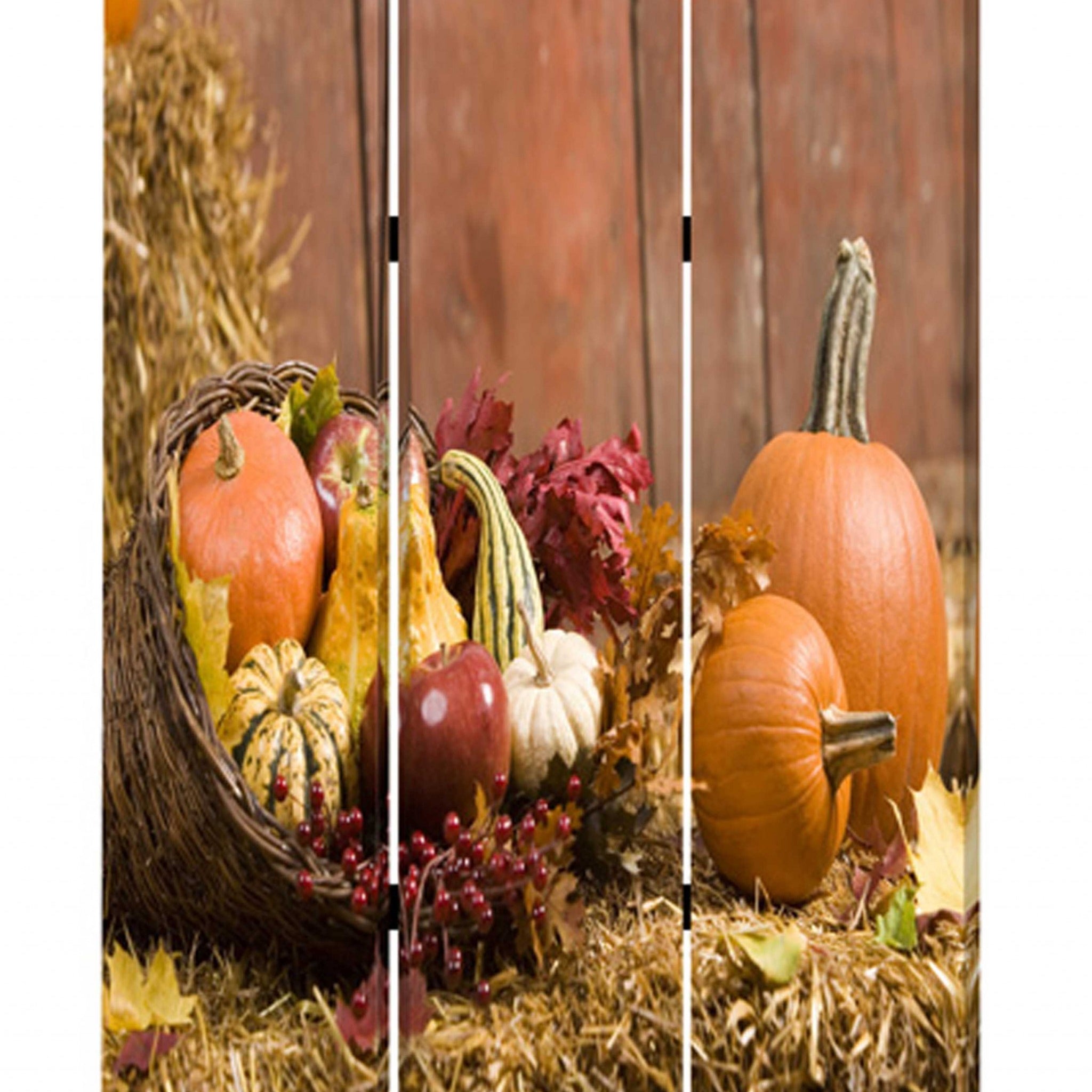 48 X 72 Multi Color Wood Canvas Harvest  Screen