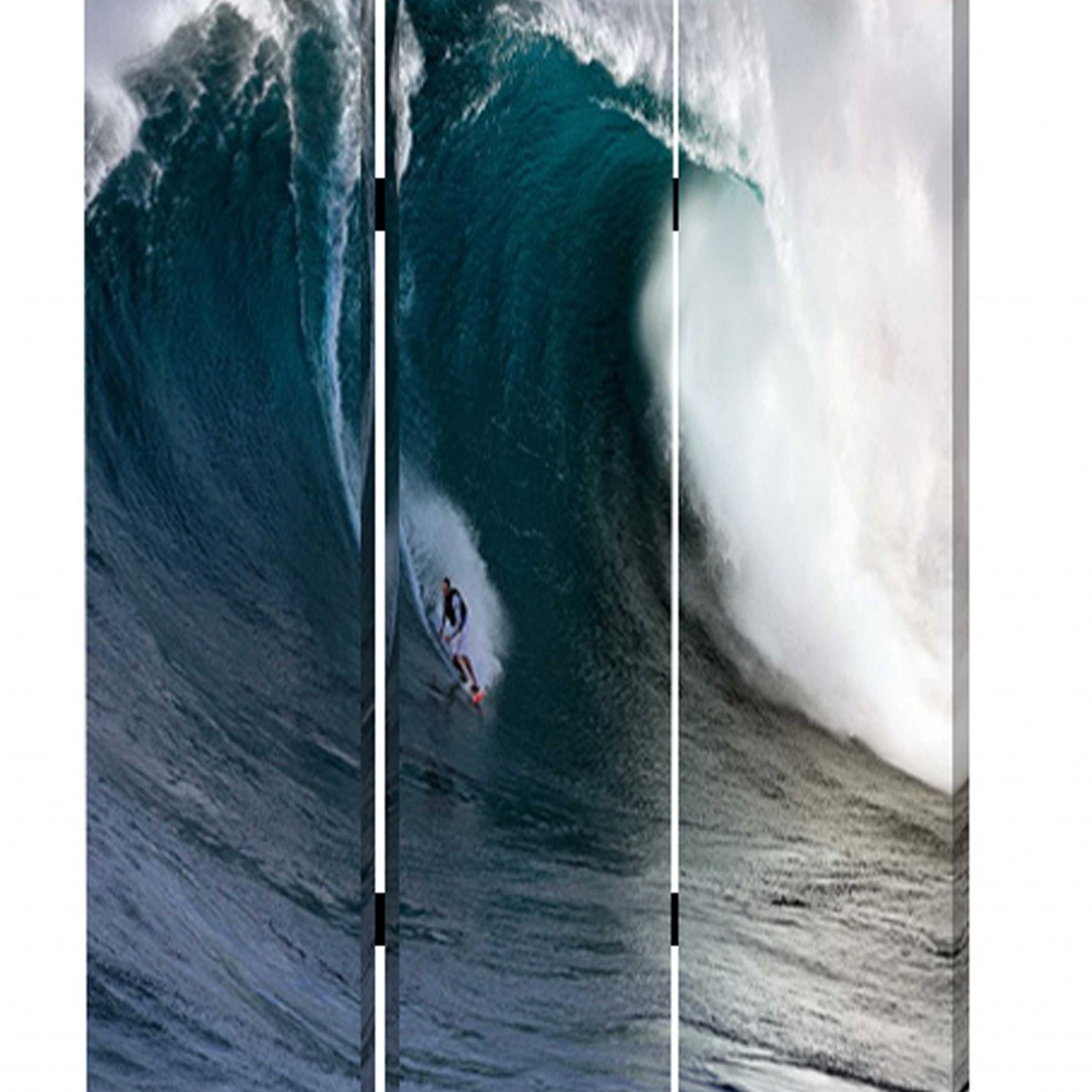 48 X 72 Multi Color Wood Canvas Wave  Screen