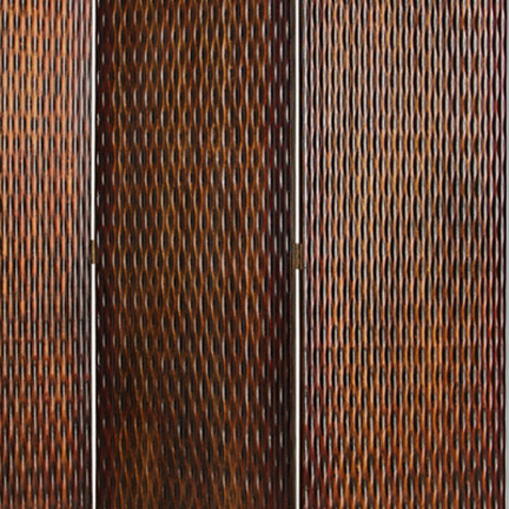 1" X 63" X 72" Brown Wood 3 Panel  Screen