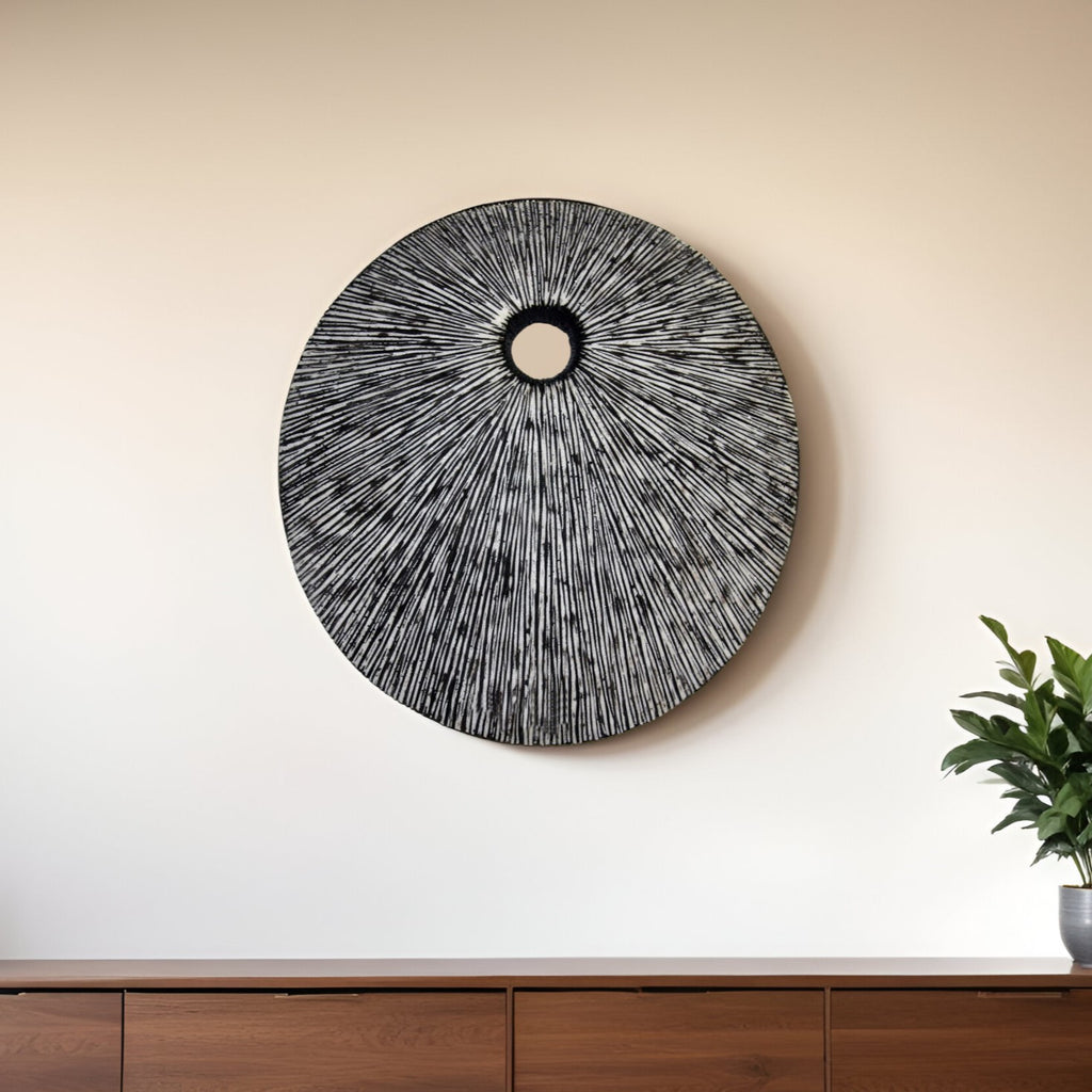 20" Gray Sandstone Round Wall Decor