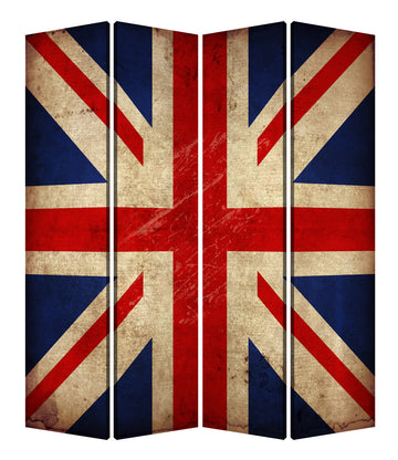 84 X 84 Multi Color Wood Canvas Union Jack  Screen