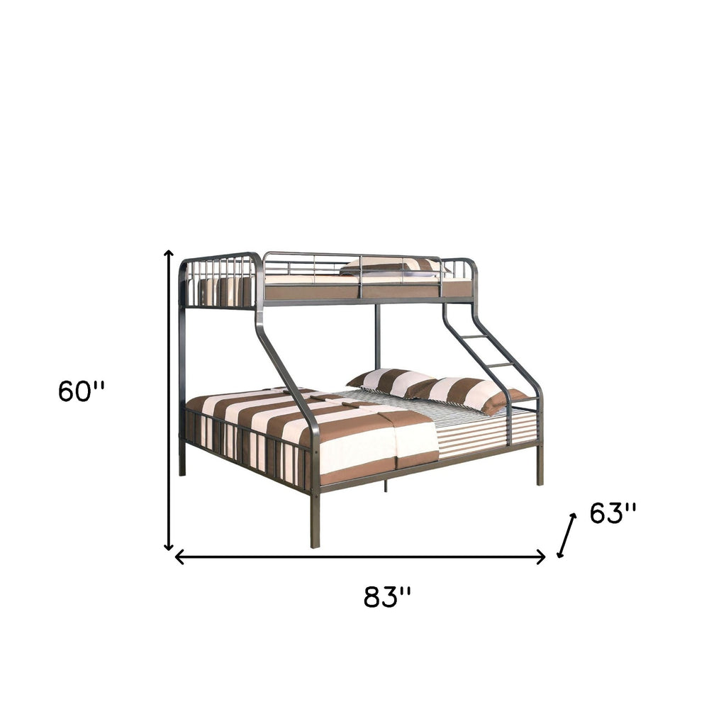 83" X 63" X 60" Gunmetal Twin Xl Over Queen Bunk Bed