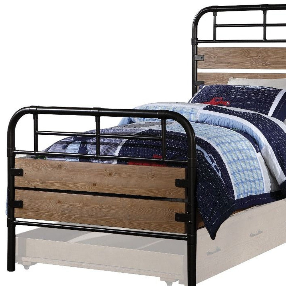 Brown and Black Solid Wood Twin Bed Frame