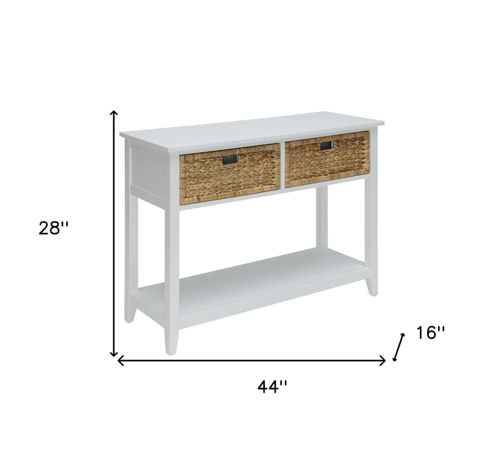 44" White Solid Wood Console Table And Drawers