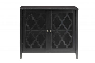 34" Black Sideboard with Two Glass Doors