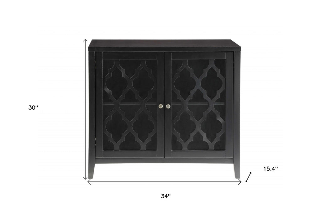 34" Black Sideboard with Two Glass Doors