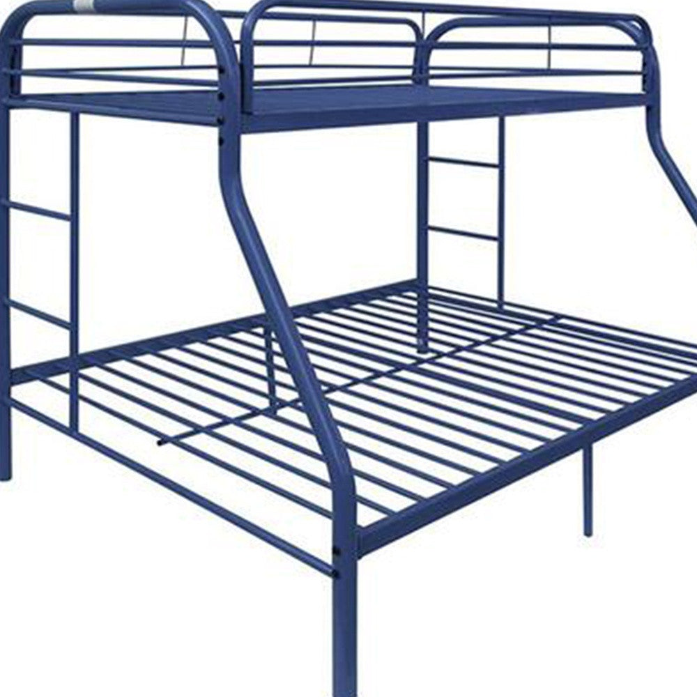 78" X 54" X 60" Twin Over Full Blue Metal Tube Bunk Bed