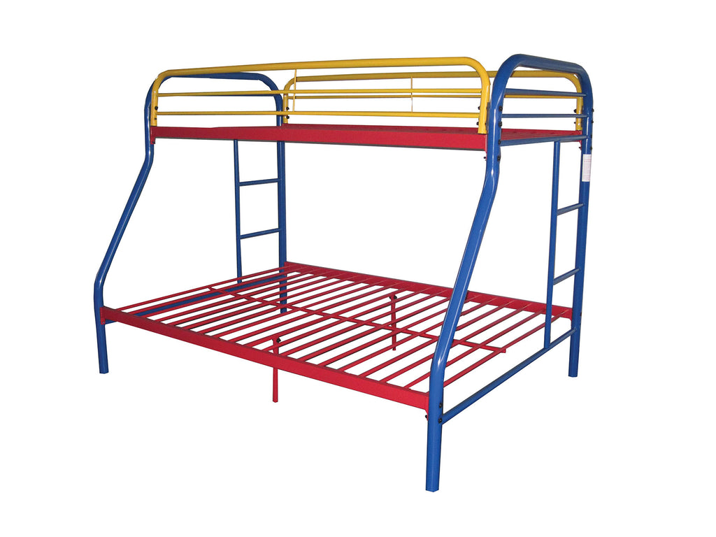 78" X 54" X 60" Twin Over Full Blue Metal Tube Bunk Bed