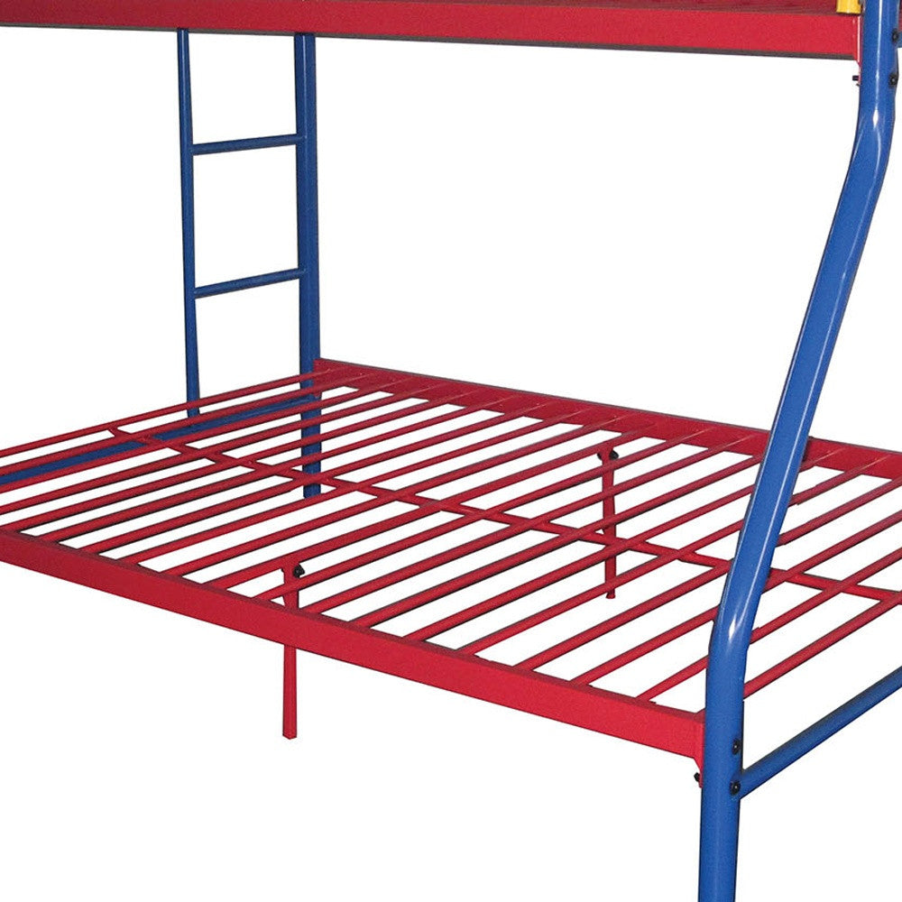 78" X 54" X 60" Twin Over Full Blue Metal Tube Bunk Bed