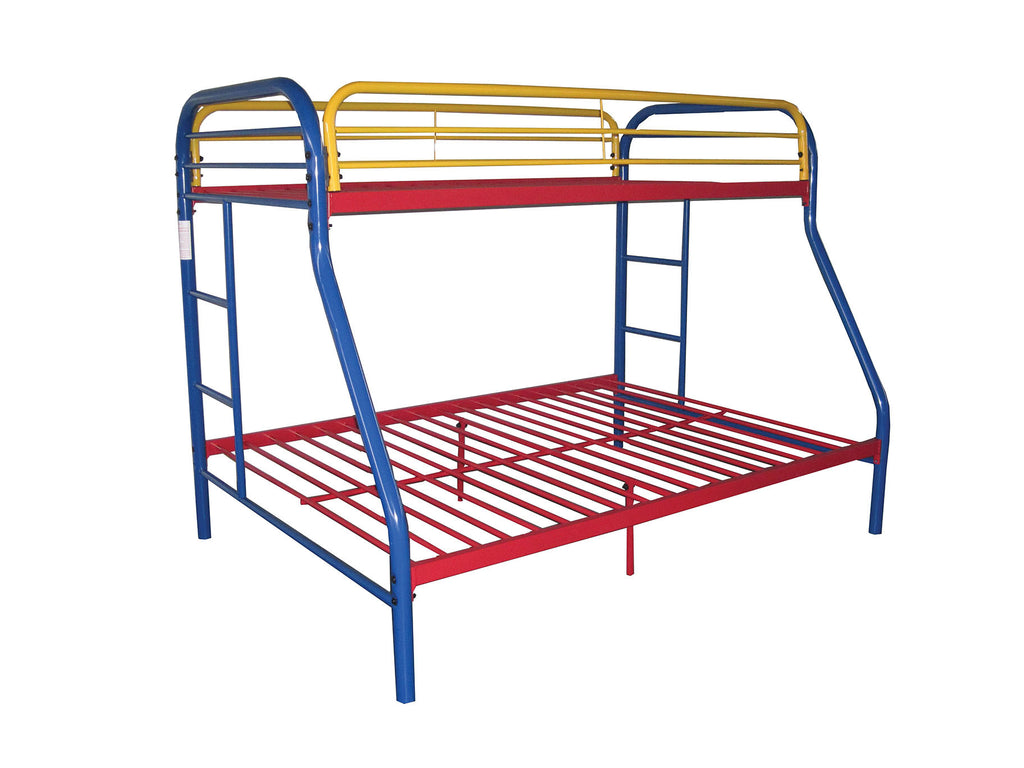 78" X 54" X 60" Twin Over Full Blue Metal Tube Bunk Bed