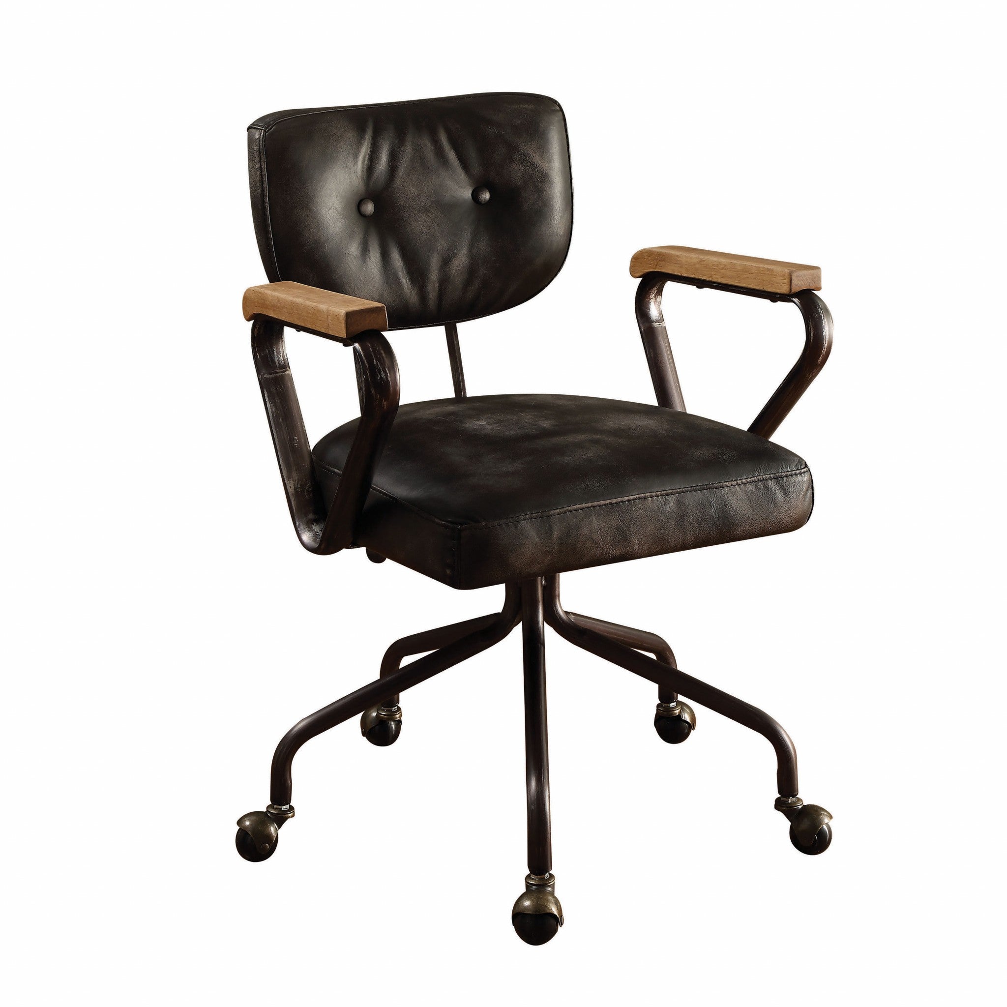 Brown Adjustable Swivel Leather Rolling Executive Office Chair