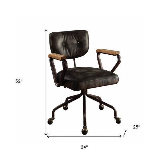 Brown Adjustable Swivel Leather Rolling Executive Office Chair