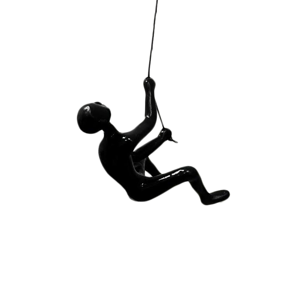 6" Black Unique Climbing Man With Rope Wall Art