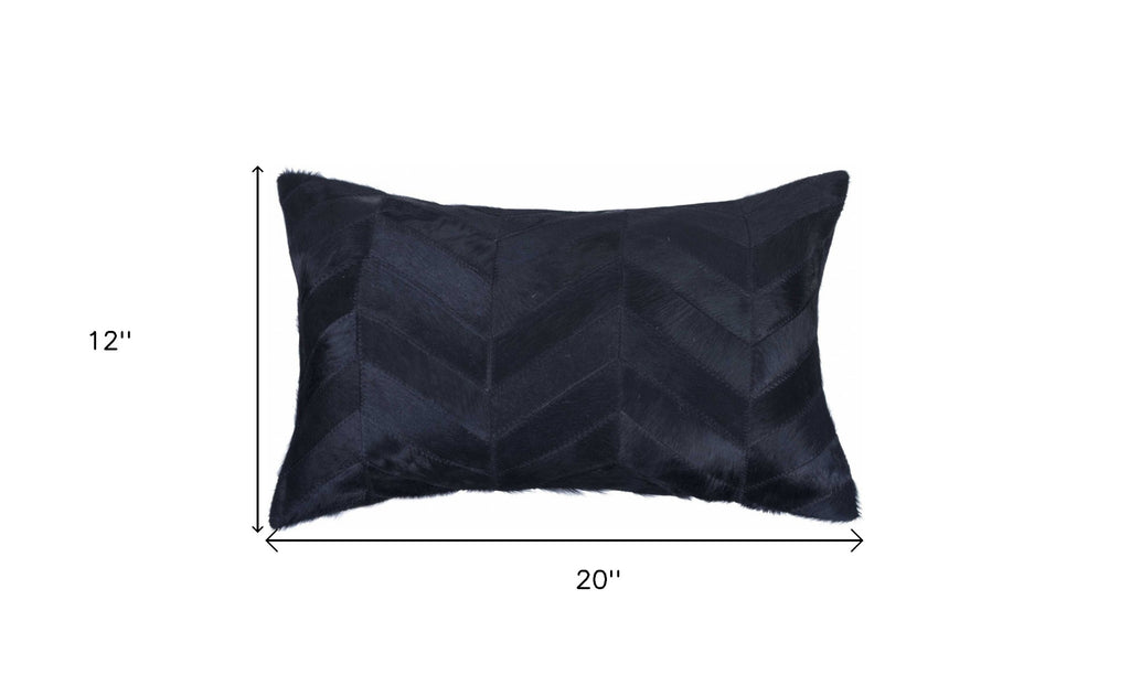 12 X 20 Gray Chevron Cowhide Throw Pillow