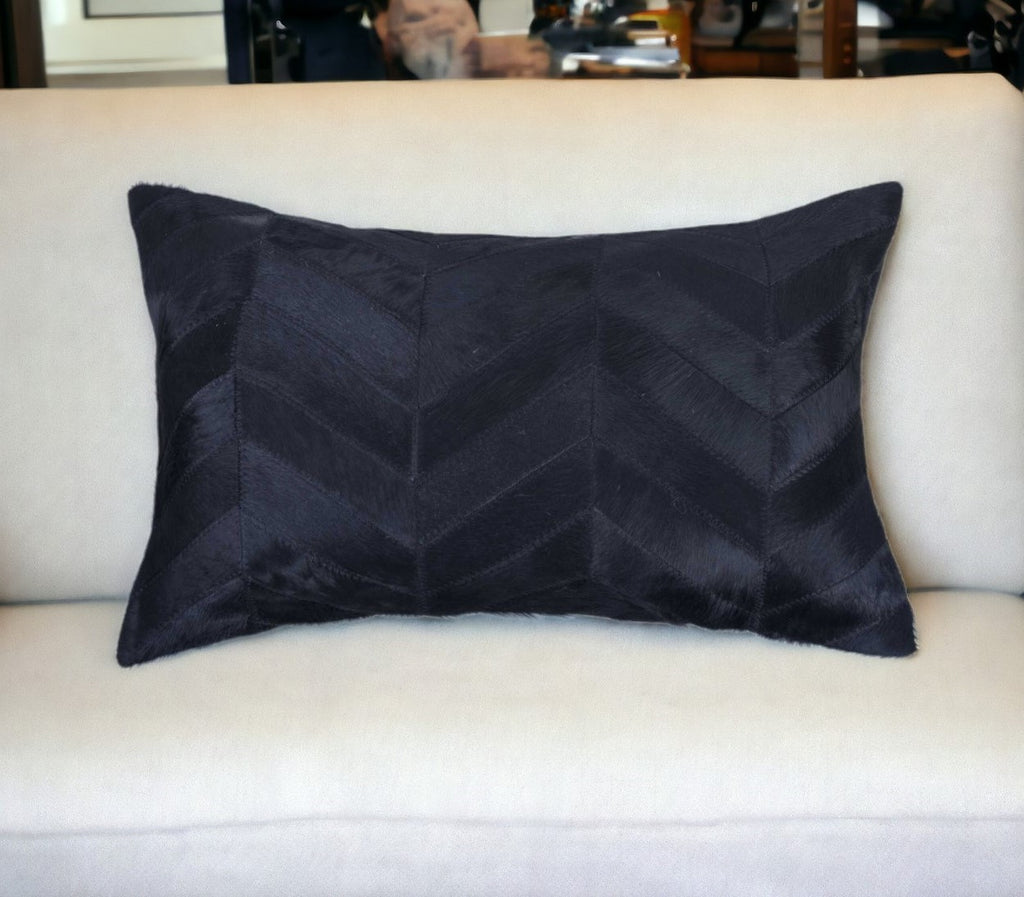 12 X 20 Gray Chevron Cowhide Throw Pillow