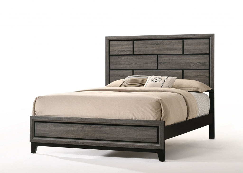 Gray Solid Wood Bed Frame