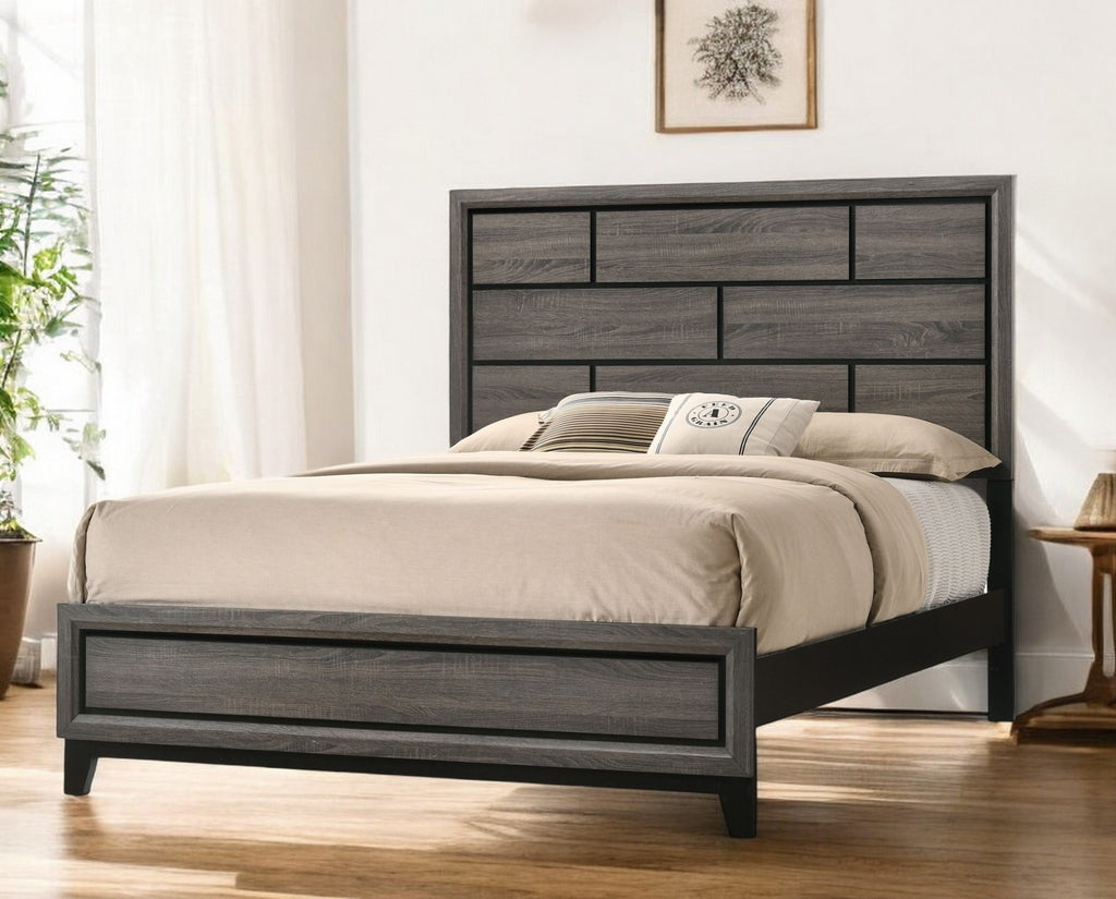 Gray Solid Wood Bed Frame