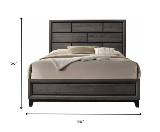 Gray Solid Wood Bed Frame