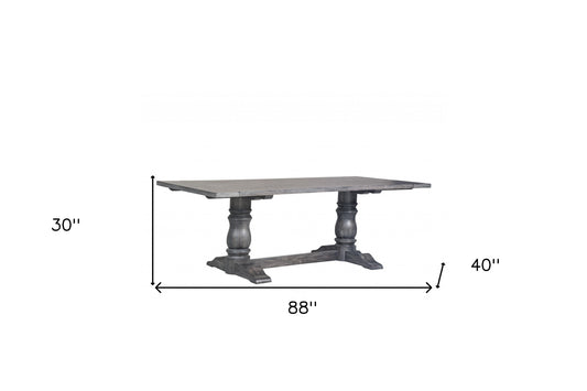 84" Brown Solid Wood Trestle Base Dining Table