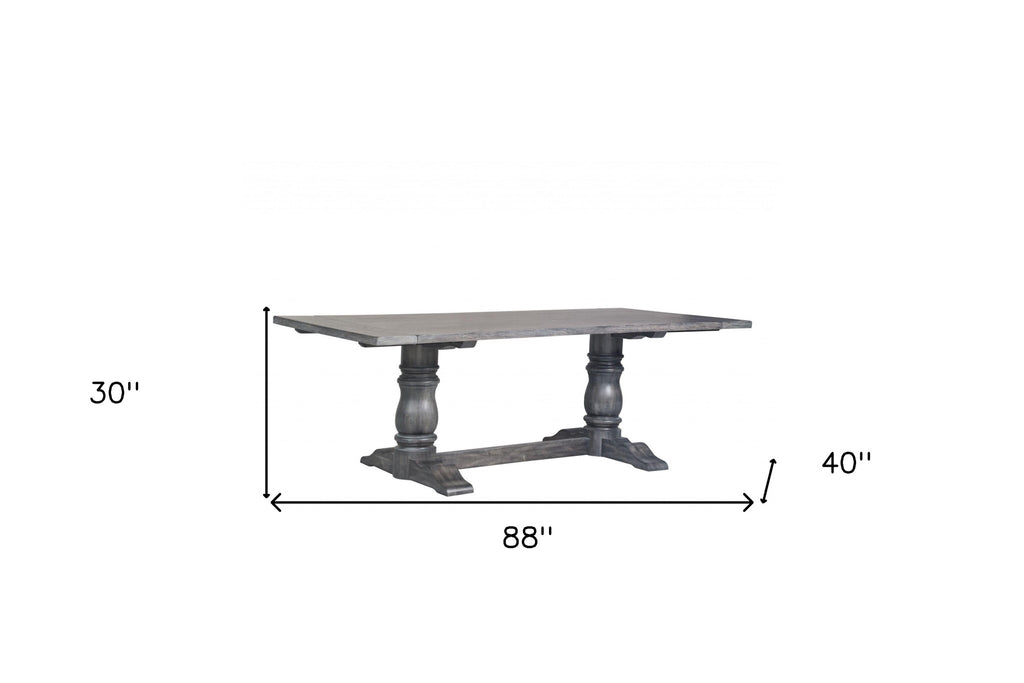 84" Brown Solid Wood Trestle Base Dining Table