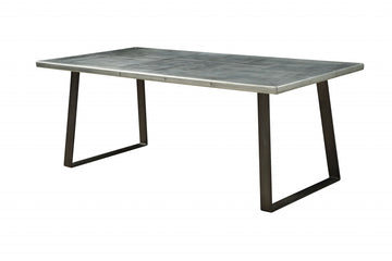 78" Silver And Gray Aluminum And Metal Sled Base Dining Table