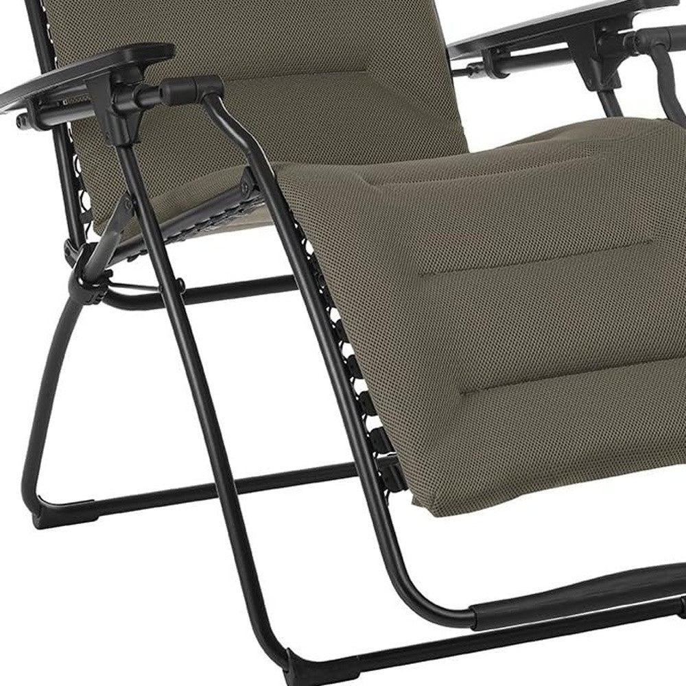 26" Black Steel Outdoor Zero Gravity Chair with Black Cushion