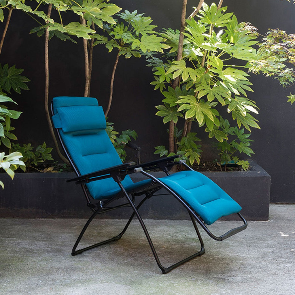 26" Black Steel Outdoor Zero Gravity Chair with Black Cushion