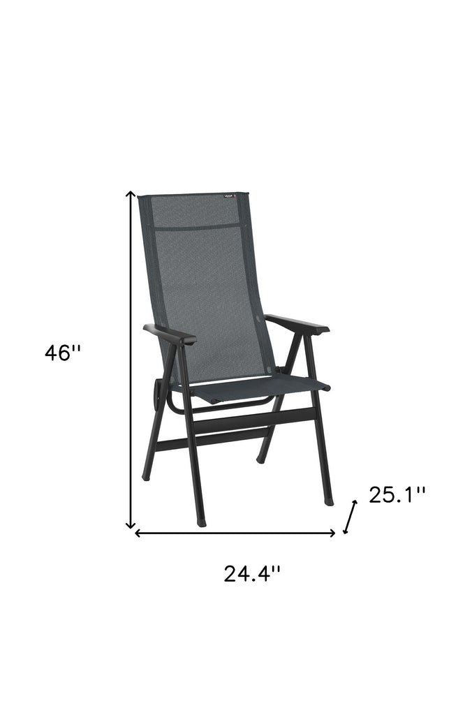 LuxxHomes  24" Gray and Black Steel Outdoor Arm Chair