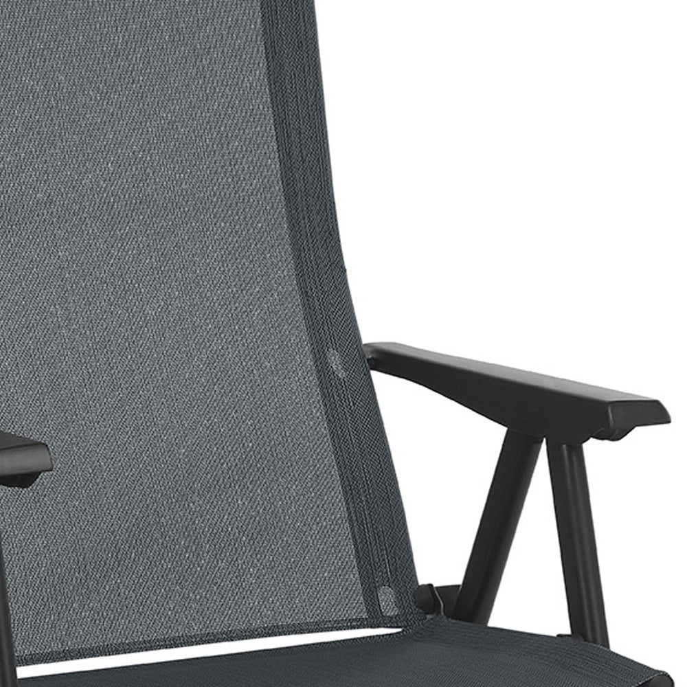 LuxxHomes  24" Gray and Black Steel Outdoor Arm Chair