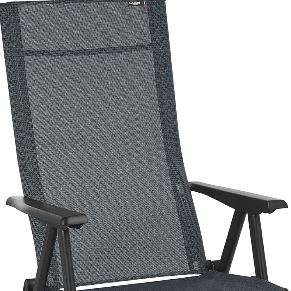 LuxxHomes  24" Gray and Black Steel Outdoor Arm Chair