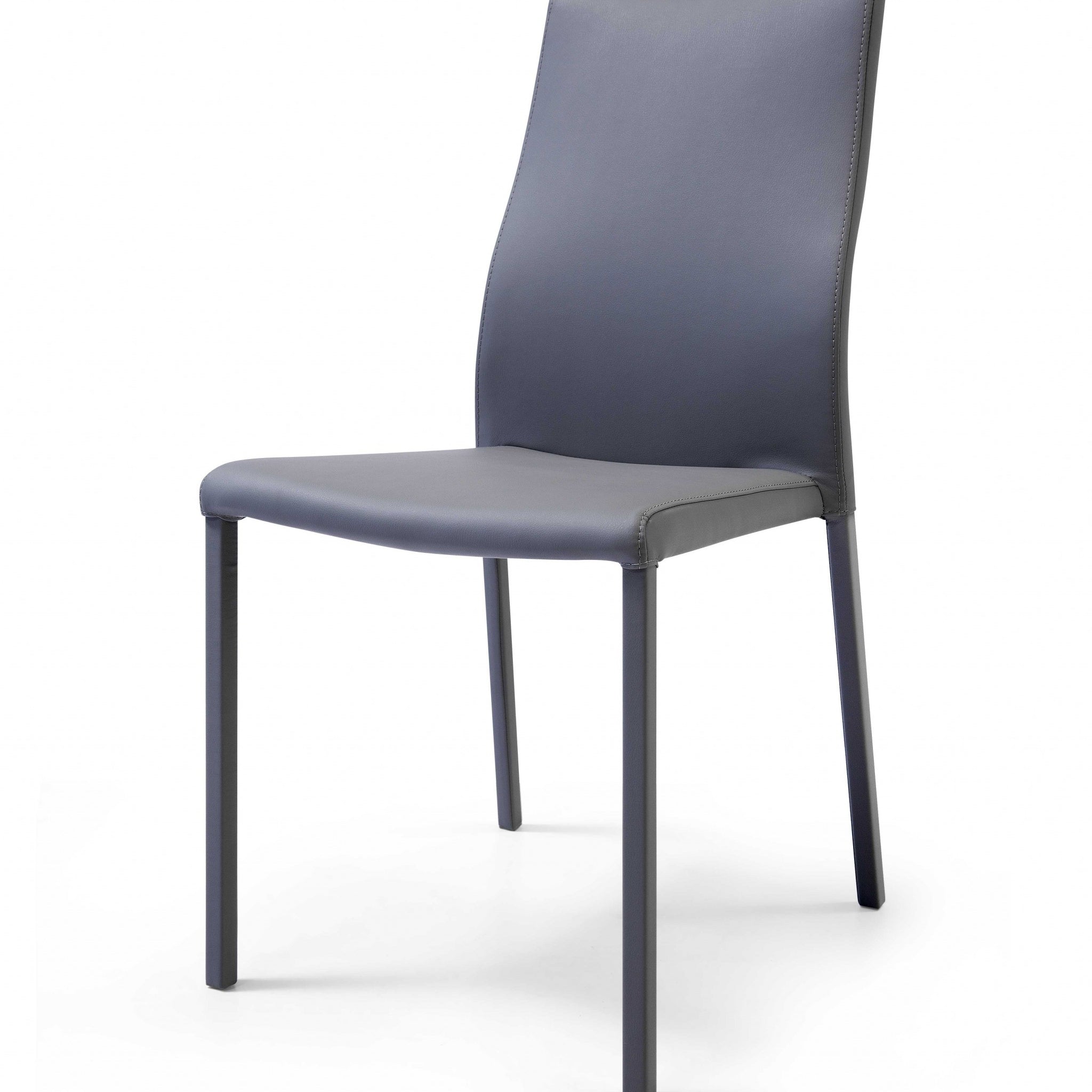 Gray Upholstered Faux Leather Dining Side Chair