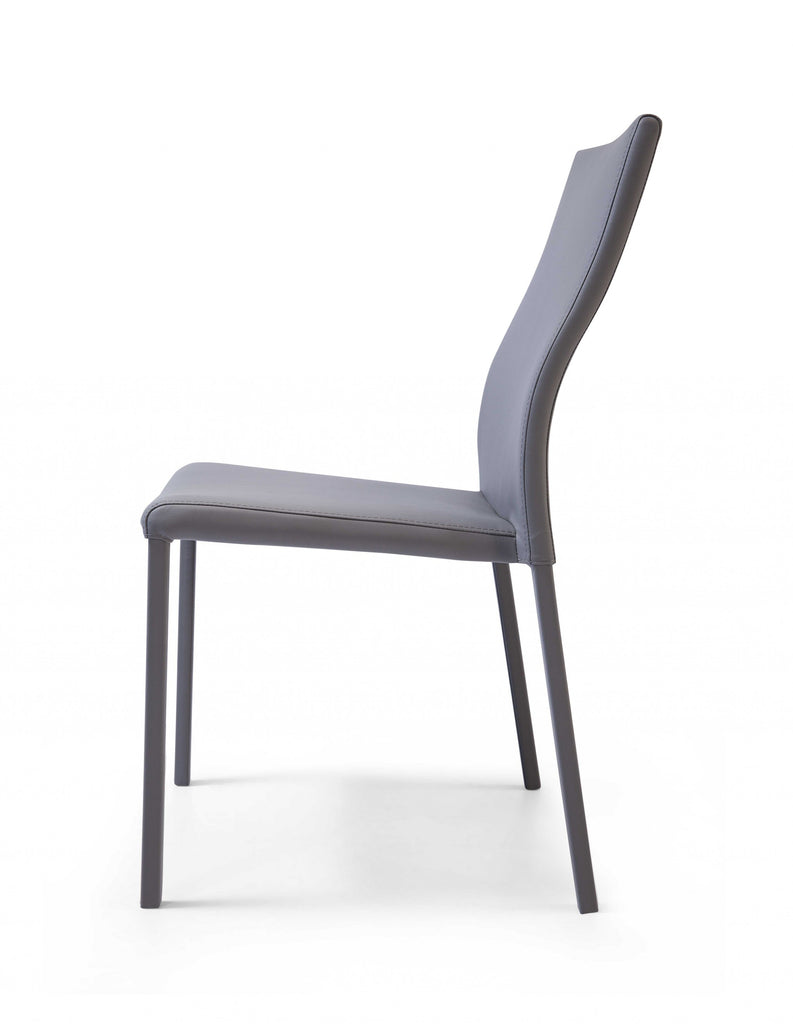 Gray Upholstered Faux Leather Dining Side Chair