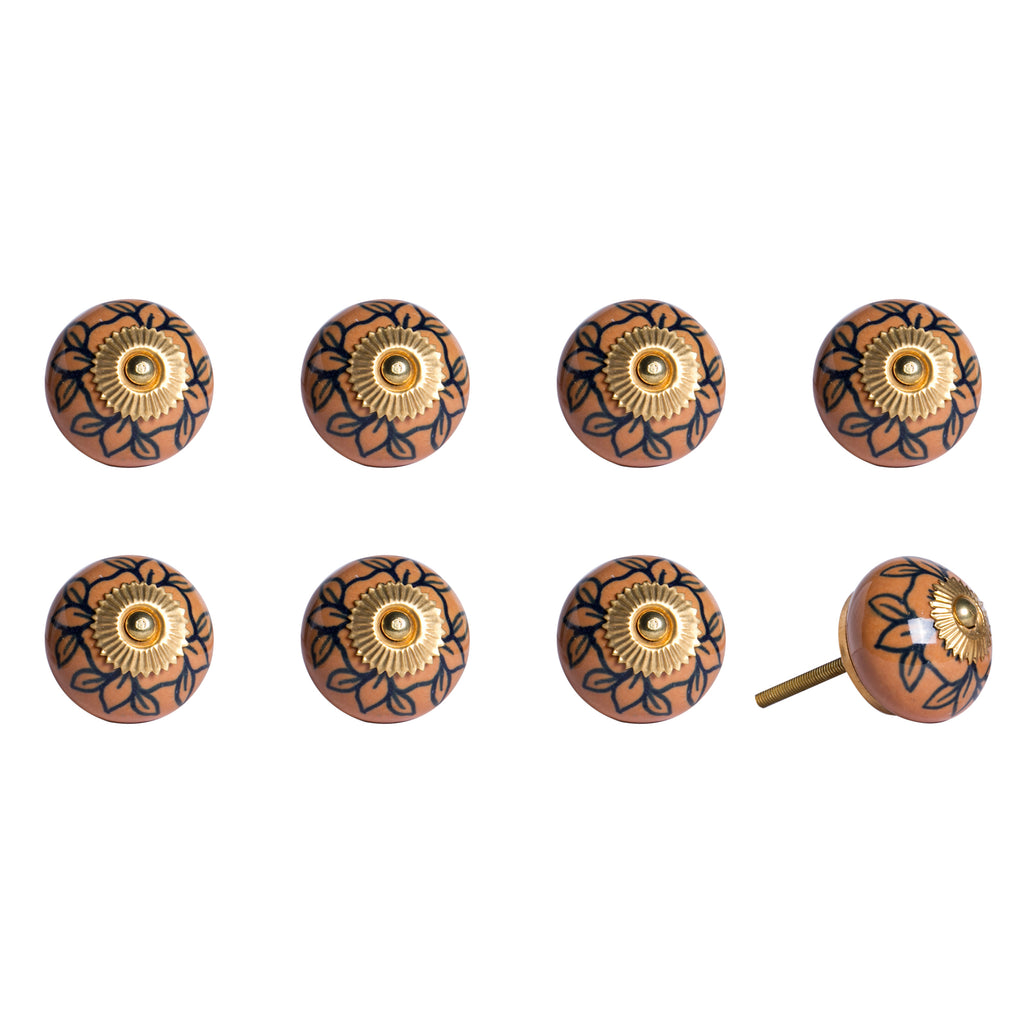 1.5" X 1.5" X 1.5" Orange Gold And Black  Knobs 8 Pack