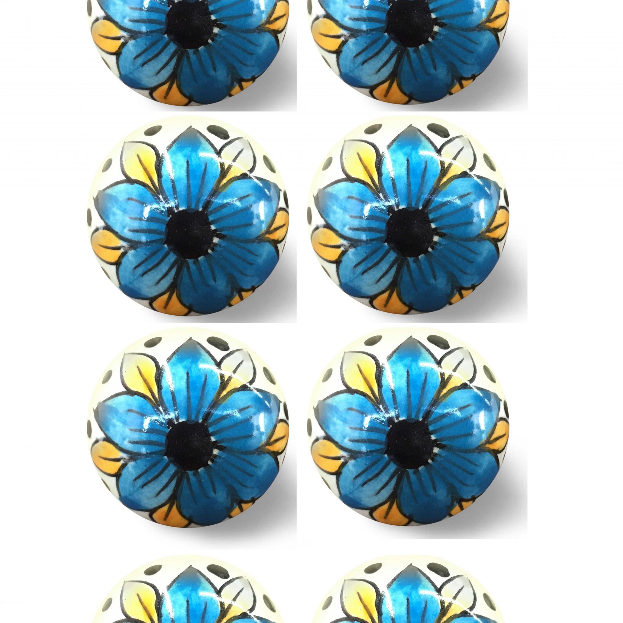 1.5" X 1.5" X 1.5" Blue Black And Yellow  Knobs 8 Pack