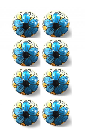 1.5" X 1.5" X 1.5" Blue Black And Yellow  Knobs 8 Pack