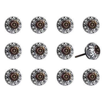 1.5" X 1.5" X 1.5" Black White Copper  Knobs 12 Pack