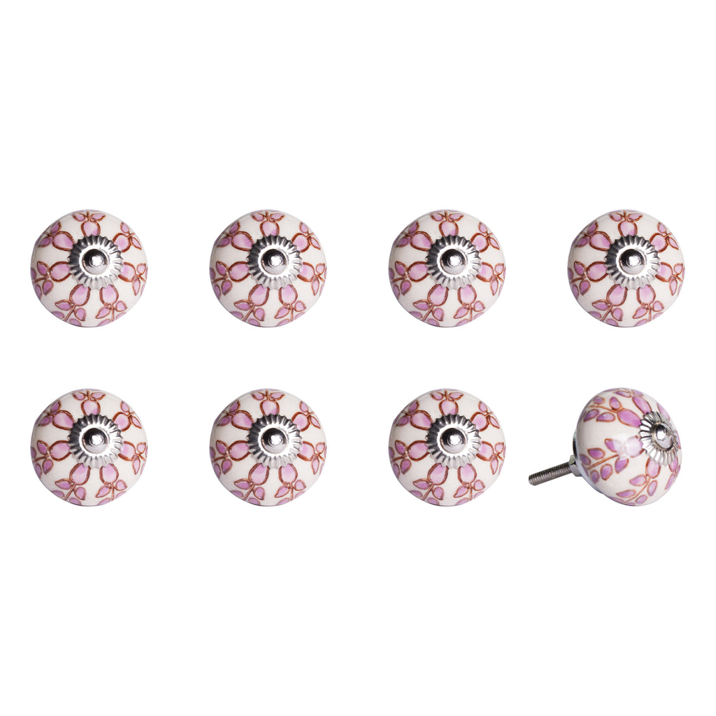 1.5" X 1.5" X 1.5" Hues Of Pink Red And Green  Knobs 8 Pack