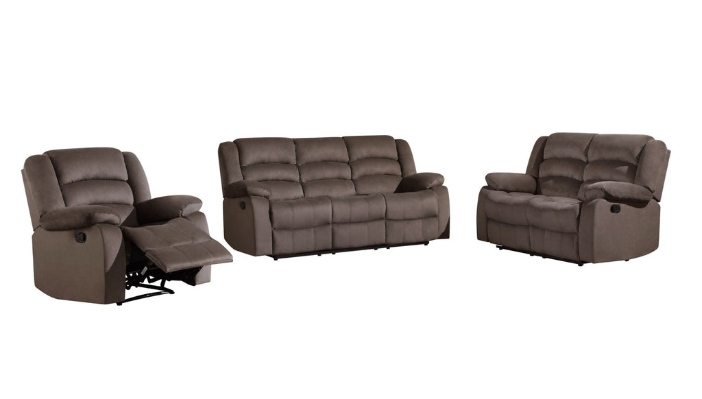 Three Piece Indoor Brown Microsuede Six Person Seating Set