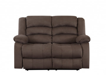 60" Brown Microfiber Manual Reclining Loveseat