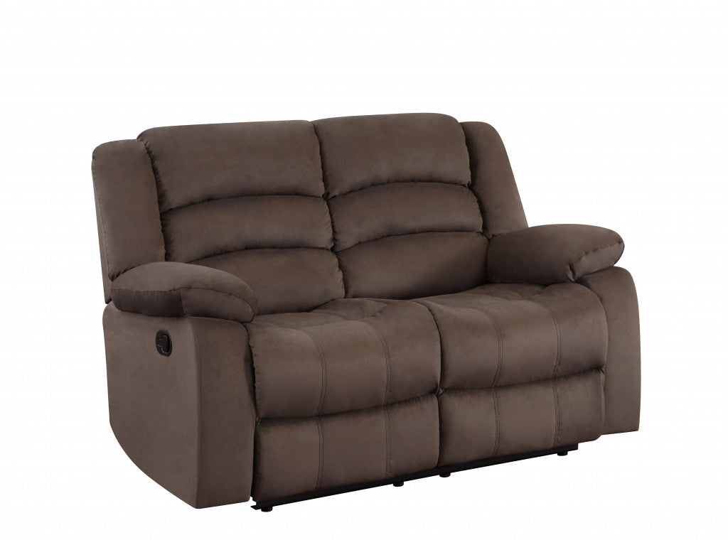 60" Brown Microfiber Manual Reclining Loveseat