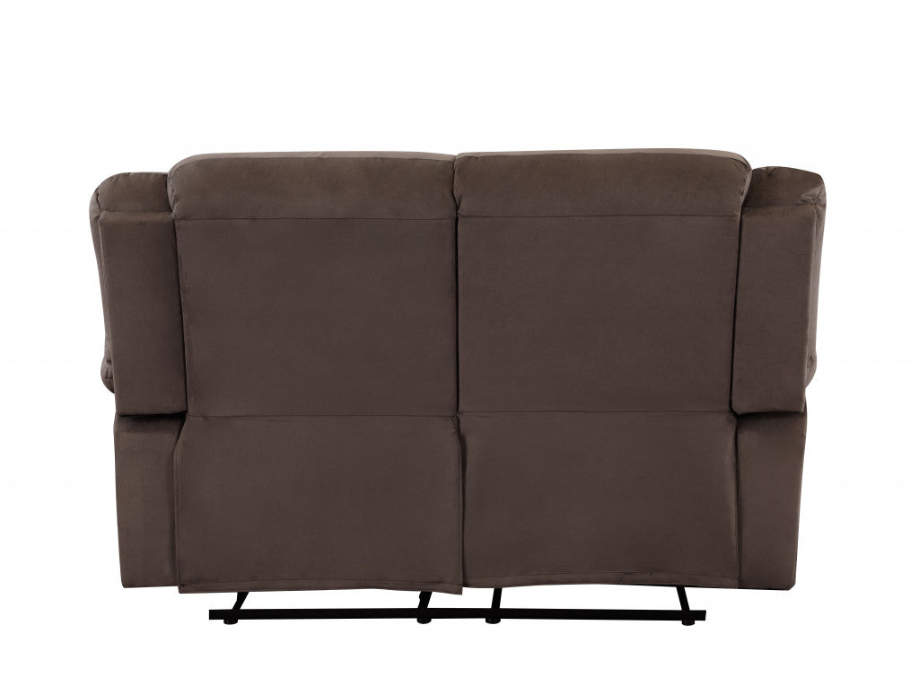 60" Brown Microfiber Manual Reclining Loveseat